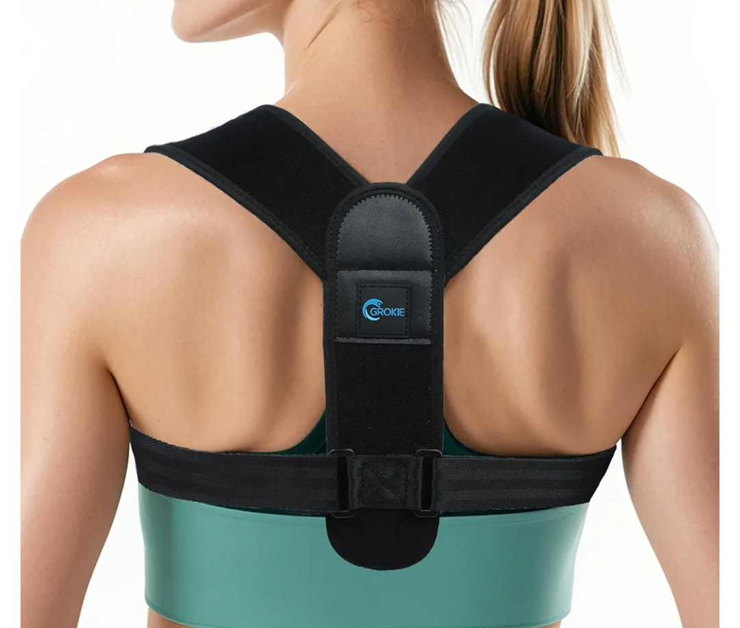 GROKIE Posture Corrector for Women and Men – Adjustable Back Brace for Posture Support,Comfortable and Breathable Back Straightener for Pain Relief