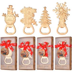 24Pcs Christmas Themed Bottle Openers - Festive Party Favors and Gifts for Weddings, Bridal Showers, or Baby Showers - Ideal Decorations and Souvenirs for Christmas Celebrations (Gold)