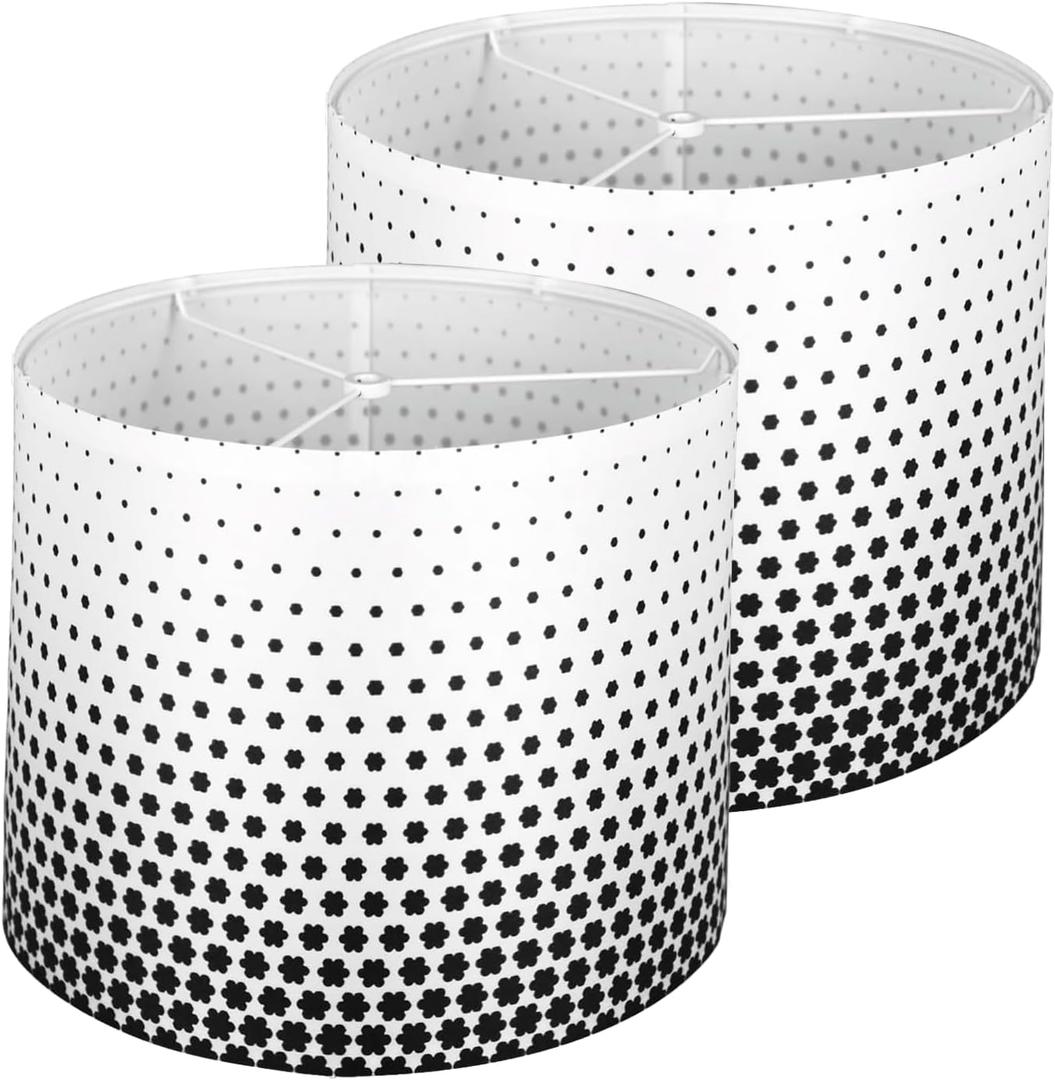 Medium Drum Lamp Shades Set of 2, 13" Top×13" Bottom×10" Height for Table Lamps Floor Lamps, Black Floral Gradient Print Replacement Lampshade for Modern and Farmhouse Decoration(Spider Fitter)