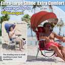 DaisyInner 1 Pcs Beach Chair Umbrella Canopy Extra Large Foldable Chair Sun Shade with Adjustable Clamp for Beach Camping Fishing Lounge Outdoor (Brick Red)