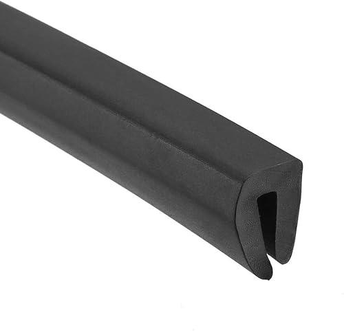 Boxonly U-Shaped Rubber Edge Sealing Strip Edge Trim 8mmx6mm Black U Channel Edge Protector Length 3M