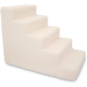 Best Pet Supplies Dog Stairs & Steps - Foam Steps for Small Dogs & Cats, Non-Slip Indoor Balanced Pet Step Support, Dog Ramp, No Assembly, Lambswool, 5-Step (22.5-inch Height)
