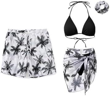 PATPAT Matching Swimsuits for Couples - Spaghetti Strap Bikini Set or Swim Trunks Bathing Suits Hawaiian Beach Swimwear XL