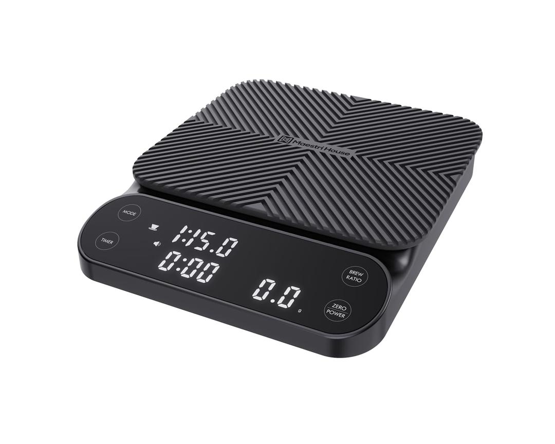 Maestri House S3 Coffee Scale with Timer, 3kg/0.1g Rechargeable Digital Scale, 3 Brew Modes, Adjustable Ratios & Flow Rate Display, Barista-Grade for Pour-Over, Espresso, French Press  Black
