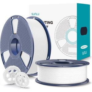 SUNLU PLA+2.0 3D Printer Filament 2KG, Upgrade PLA+ Filament 1.75mm, Tougher and Stronger, Dimensional Accuracy +/-0.02mm, 1KG per Spool, 2 Pack, 2KG Total, White+White
