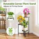 3 Tier Large Plant Stand Indoor with 7.9 Inch Wide Tray, Tiered Corner Metal Outdoor Flower Holder Stand, Folding Tall Rack for Display Shelf for Patio Porch Balcony - BlackDisk