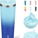 BJPKPK 34oz Insulated Tumbler With lid And Straw Stainless Steel Tumblers Travel Coffee Mug Reusable Thermal Cup,Sky