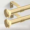 GEEBOBO 2 Pack Gold Curtain Rods for Windows 72 to 144 Inch, 1 Inch Heavy Duty Long Curtain Rod for Bedroom, Living Room, Farmhouse with Adjustable Curtain Rod Bracket (Gold,30"-150",2 Pack)