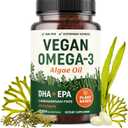 Vegan Omega 3 Algae Oil, Plant Based DHA EPA, Sustainably Sourced, Non-GMO