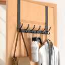 Long Over The Door Hooks Hanger with 15.75" Arms for Easier Access by Shorter, Heavy Duty Door Hanger for Coat, F16U, Fits Standard 1 3/8'' Doors, Towel Racks for Bathroom, Black
