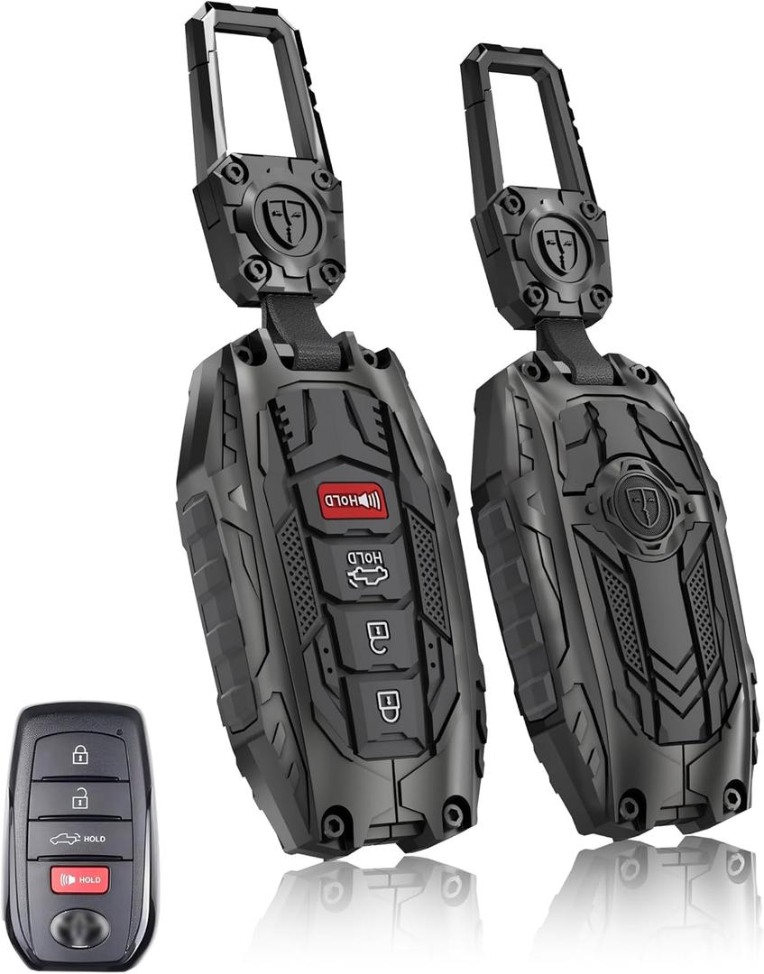 Key Fob Cover for Toyota 4 Buttons Key Case,Heavy Key Shell Protector Accessories for 2022-2025 Toyota Tacoma Tundra Key Fob (Model-C-Black)