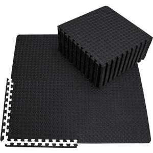 innhom 12/24/48 Tiles Gym Flooring Gym Mats Exercise Mat for Floor Workout Mat Foam Floor Tiles for Home Gym Equipment Garage, Black  innhom 12/24/48 Tiles Gym Flooring Gym Mats Exercise Mat for Floor Workout Mat Foam Floor Tiles for Home Gym Equipment Garage, Black