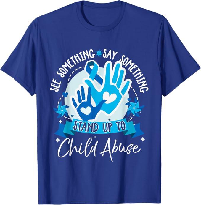 See Something Say Something Stand Up to Child Abuse T-Shirt (Small, Black)