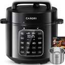 CARORI 9-in-1 Electric Pressure Cooker 6 Qt, Stainless Steel Inner Pot, Programmable 12 Multi-Function Cooker with Safe Vent Design, Rice Cook, Slow Cook, Saut, Warmer & Sterilizer, Black