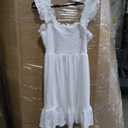 Ammiko 2025 Sundresses for Women Casual Smocked Dress Sleeveless Ruffle Square Neck Backless Teen Boho Short Dresses Size Unknown, XL