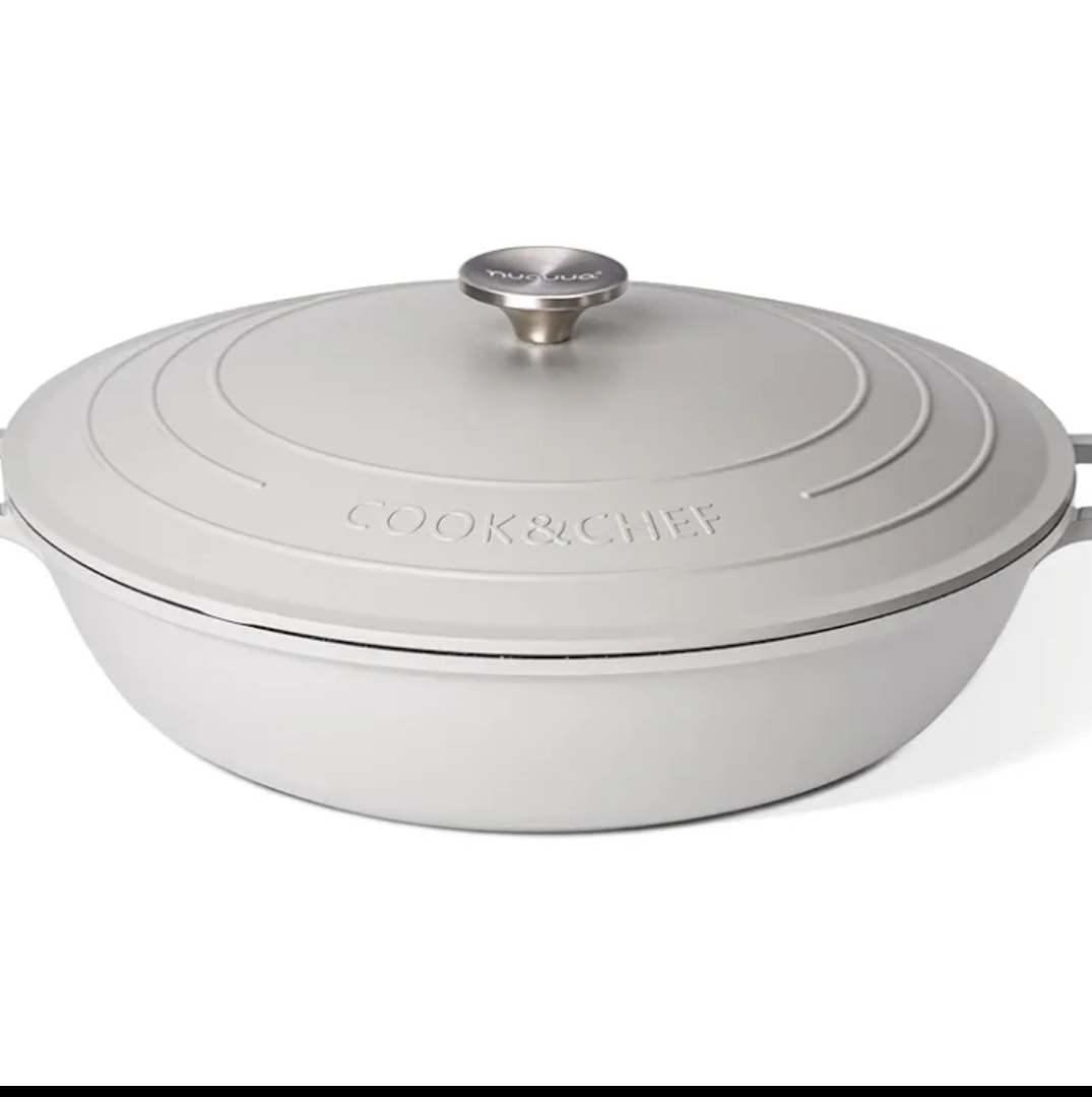 Dutch Oven Pot with Lid – Non Stick Dutch Oven for Sourdough Bread Baking – Cast Aluminum Cooking Pot – Oven Safe Stock Pot – 5.5-Quart, 12 Inch, Gray – by Nuovva