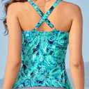 Women Underwire Tankini Top Only - Tummy Control Bathing Suit Top Twist Front Swim Top Criss Cross Back Swimsuit 2025 (Blue, M)