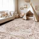 Lofus 6x9 Area Rugs for Living Room, Washable Area Rug, Rugs for Bedroom, Kitchen, Vintage Boho Carpet, Soft Non-Slip, Low Pile Large Area Rug for Office Dining Room, Vintage Beige Brown