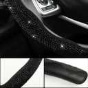 West Llama Diamond Bling Car Steering Wheel Cover with Crystal Rhinestones,3PCS Segmented Steering Wheel Protector,Universal for 99% Cars for Women(Black with Black Diamond)