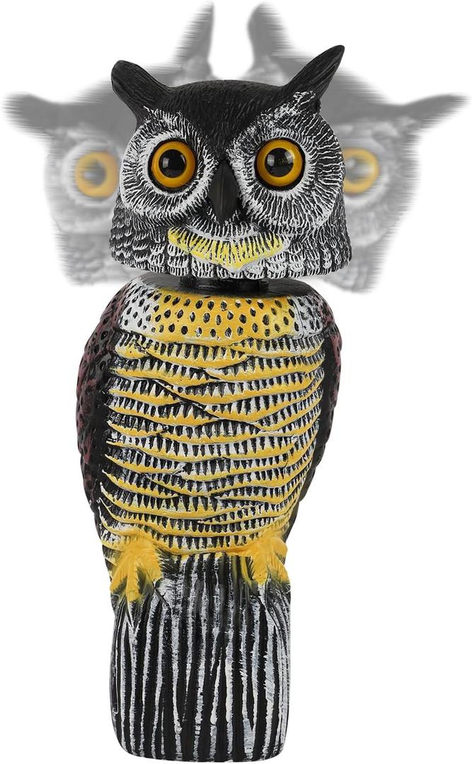 Glintoper Plastic Fake Owl Wagging Head Outdoor Statues 16.5 inch, Bird Scarecrow Horned Decoy, Bird Deterrents Scary Birds Away, Nature Enemy Pest Repellent for Outdoor Garden Yard Protectors