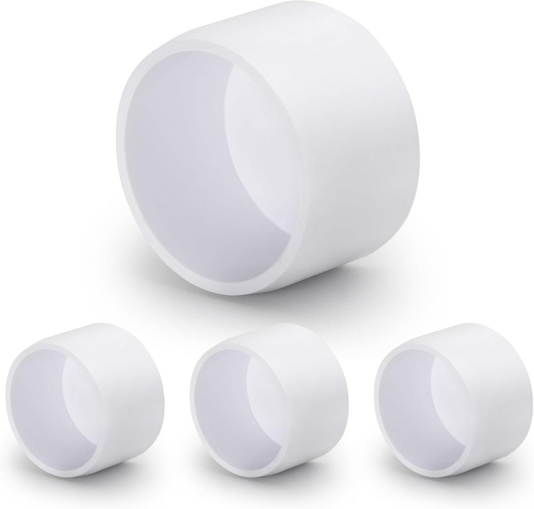 SCH40 PVC Cap 1-1/4 Inch - Fit Standard 1-1/4" SCH40 PVC Pipes (OD Approx. 1.66"), Zernmiarder Furniture Grade Pipe Caps, White Pipe Cover Fittings for Plumbing, DIY, Garden & Furniture - 12 Pcs
