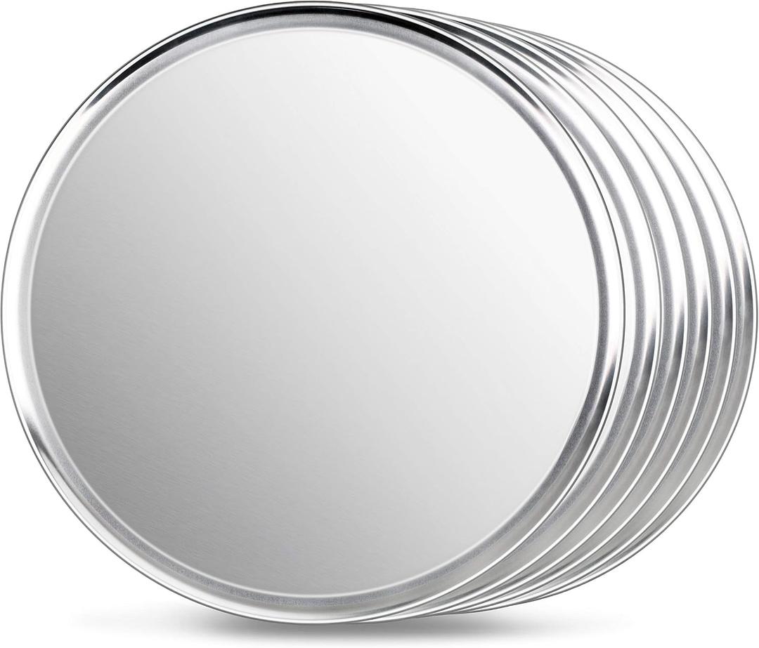 New Star Foodservice Restaurant-Grade Aluminum Pizza Pan/Tray, Wide Rim, 18 Inch, Pack of 6
