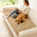 hyha Couch Covers for Dogs Washable, Non Slip Plush Dog Sofa Protectors, Fuzzy Pet Couch Covers for 3 Cushion Sofa Pet Friendly (Camel, 27.6" x 47")