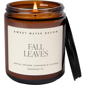 Sweet Water Decor Fall Candles for Home Scented - Hand Poured Soy Wax Autumn Candle with Apple & Cinnamon Scent - 40 Hour Burn Time Long Lasting Fall Candles Soy - Amber Glass Jar for Candle Decor (Tan Label) Sweet Water Decor Fall Candles for Home Scented - Hand Poured Soy Wax Autumn Candle with Apple & Cinnamon Scent - 40 Hour Burn Time Long Lasting Fall Candles Soy - Amber Glass Jar for Candle Decor (Tan Label)