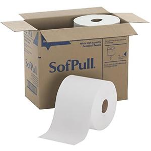 SOFPULL CENTERPULL HIGH-CAPACITY PAPER TOWELS BY GP PRO (GEORGIA-PACIFIC), 28143, WHITE, 4 ROLLS PER CASE, 567 TOWELS PER ROLL