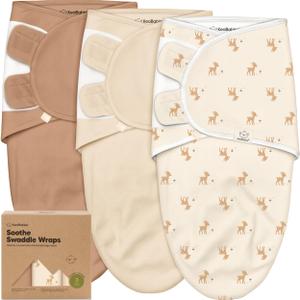 3-Pack Organic Baby Swaddle Sleep Sacks - Swaddles for Newborns, Infant 0-3 Months, Baby Girls, Boys, Soft & Snug Newborn Sleep Sack, Nursery Swaddling Blankets (Lil Fawn, OS)