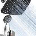 Veken 11.8 Inch High Pressure Rain Shower Head -Shower Heads with 5 Modes Handheld Spray Combo- Wide RainFall shower with 70" Hose & Bracket- Adjustable Dual Showerhead with Anti-Clog Nozzles - Chrome