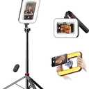 Tripod for iPhone with Light, Portable 15W Ring Light with Stand and Phone Holder for Video Recording, 6000mAh Magnetic Phone Tripod with Light 2500K9000K for Food Hunt,Mukbang Video,Vlogging,CRI＞95