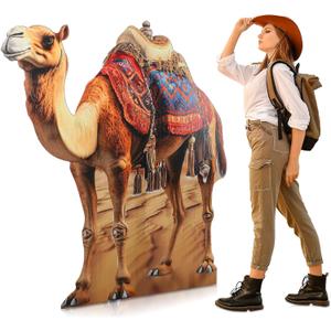 Geelin 5ft Camel Cardboard Cutout Standup Desert Safari Animal Theme Cardboard Standup Photo Prop for Arabian Nights Party Nativity Scene Decorations Egyptian VBS Camel Decor Birthday Supplies