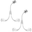 2 Pcs 2 in 1 Light Socket to Plug Adapter, Convert E26/E27 Bulb Socket to 2 Pieces 3 Prong Outlet with Extension Cord, Flexible Light Bulb Socket Converter Suitable for Porch Patio Garage Use (White)