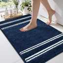 Arenarug Bathroom Rugs 17x24 Extra Soft Absorbent Bath Mat Chenille Non Slip Shower Mat Rubber Backing Machine Washable Bath Mats for Bathroom Shaggy Blue Bath Rugs for Tub, Hallway