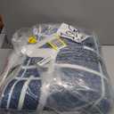 Non Slip Hallway Runner Rug 2.6x12, Modern Distressed Stripe, Washable Extra Long Rug, Woven Thin Low Pile Carpet Runners for Hallway 12ft Entryway, Kitchen, Walkway- Blue