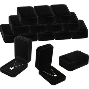 12 Pcs Necklace Pendant Box Velvet Jewelry Storage Display Case Ring Earring Pendant Jewelry Boxes Pearl Necklace Holder Gift Boxes for Christmas Wedding Engagement Birthday Anniversary(Black)