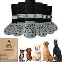 Anti-Slip Dog Socks for Hardwood Floors, Non-Slip Socks with Reflective Strips to Provide Paw Protection, Reflective Grip Socks for Senior Dogs, Prevent Licking & Scratches, 6 PCS Set - XL, Grey