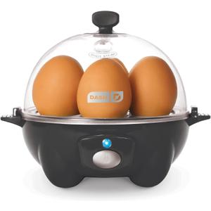 DASH Electric Rapid Egg Cooker for Hard Boiled/Poached/Scrambled Eggs or Omelets with Auto Shut-Off Feature, Black, 7 Egg Capacity