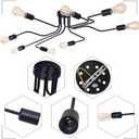 Lingkai 8 Lights Sputnik Ceiling Light Fixture Industrial Chandelier Semi Flush Mount Light Fixtures with Matte Black Finish for Living Room Bedroom Dining Room