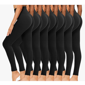 Syrinx 7 Pack Leggings for Women - High Waisted Tummy Control Soft Yoga Pants for Workout Running S-M