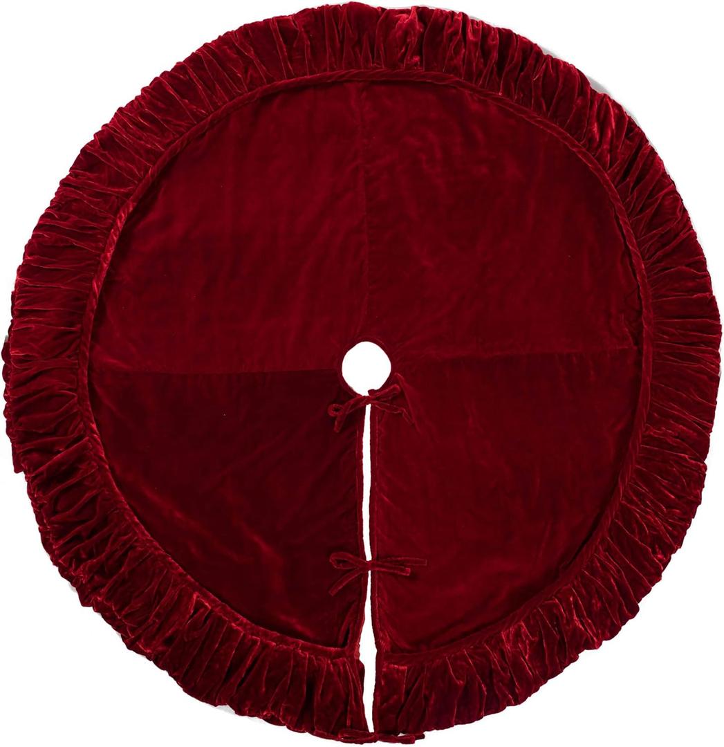 Vickerman 84" Plush White Velvet Christmas Tree Skirt - Elegant Christmas Tree Skirt Large - Red Christmas Tree skirt - Velvet Holiday Tree Skirt - Reliable and Durable