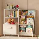 Kids Bookcases Montessori Bookshelf Nursery Book Shelves And Toy Storage With Drawer Childrens Toddler Bookshelf Sturdy Metal Kid's Toy Storage Organizer For Kids' Rooms Playroom kindergarten (2 side)