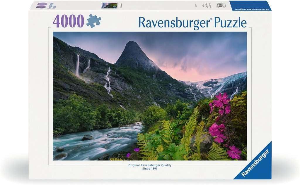 Ravensburger - Stunning Mountain Vibes - 4000 Piece Jigsaw Puzzle - Breathtaking View of Snow-Dusted Peaks and Glacial Rivers - Frameable - Premium Quality - Puzzles for Adults