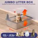 XXXL Stainless Steel Litter Box with LidExtra Large 28"L*20"W*18.1"H Metal Cat Litter Boxs,Jumbo Enclosed Removable Litter Box High Sides For Big Cats,with Cat Litter Scoop, Leak-Proof, Easy to Clean