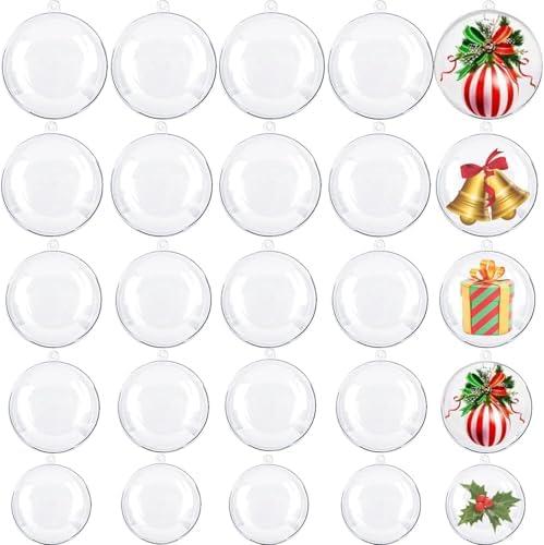 40pcs Clear Plastic Fillable Ornaments,Transparent DIY Craft Ball, Tiny Clear DIY Christmas Ornament 5 Different Sizes for Wedding,Party,Home Decor (25mm+30mm+40mm+50mm+70mm)
