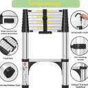DEZEX Telescoping Ladders 8.5 FT Aluminum Ladder - One-Button Retraction Collapsible Telescopic Ladder for Home,RV,Attic & Loft, Lasts 330 LBS with 2 Triangle Stabilizers