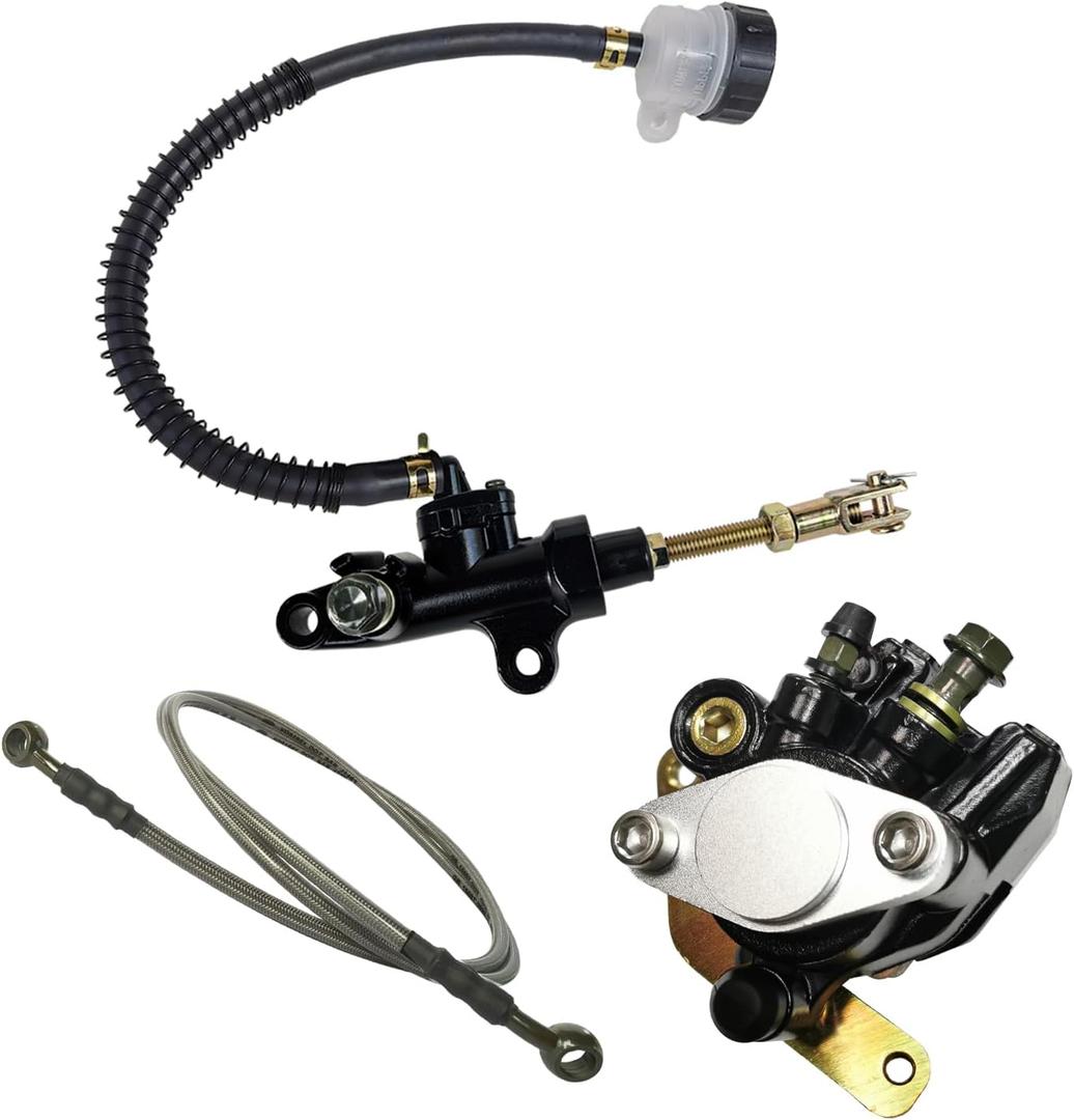 Rear Brake Caliper & Master Cylinder & Brake Hose Line Set Compatible with Yamaha Banshee 350 YFZ350 1987-2006 OE Part # 1UY-2580W-01-00 29L-25850-51-00 5FK-2583V-00-00