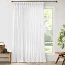 Extra Wide Pinch Pleat 100 x 84 Inch Linen Curtains for Living Room Divider White Light Filtering Semi Sheer Pleated Drapes Patio Curtains for Sliding Door Floor to Ceiling Window Drapes Panels