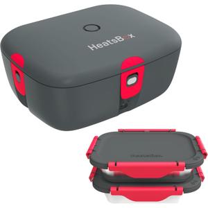HeastBox Meal Prep Bundle | 100W Portable Cordless Food Warmer with Extra Inner Dish Set | 2 Reusable Containers to Freeze and Reheat | Car, Truck, Office, Outdoor Work | Cool Gifts